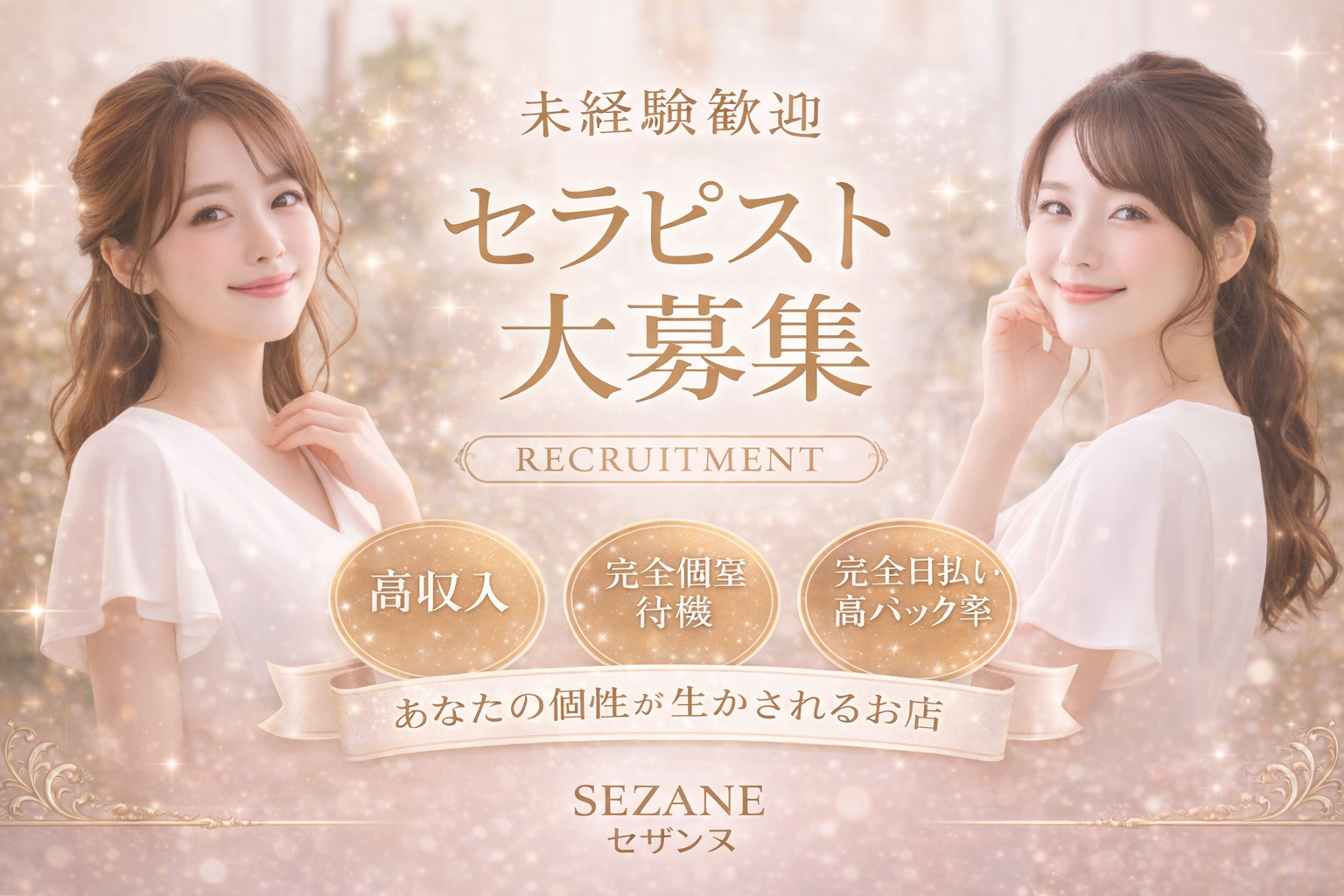 セラピスト大募集！体験入店3日間100%バック